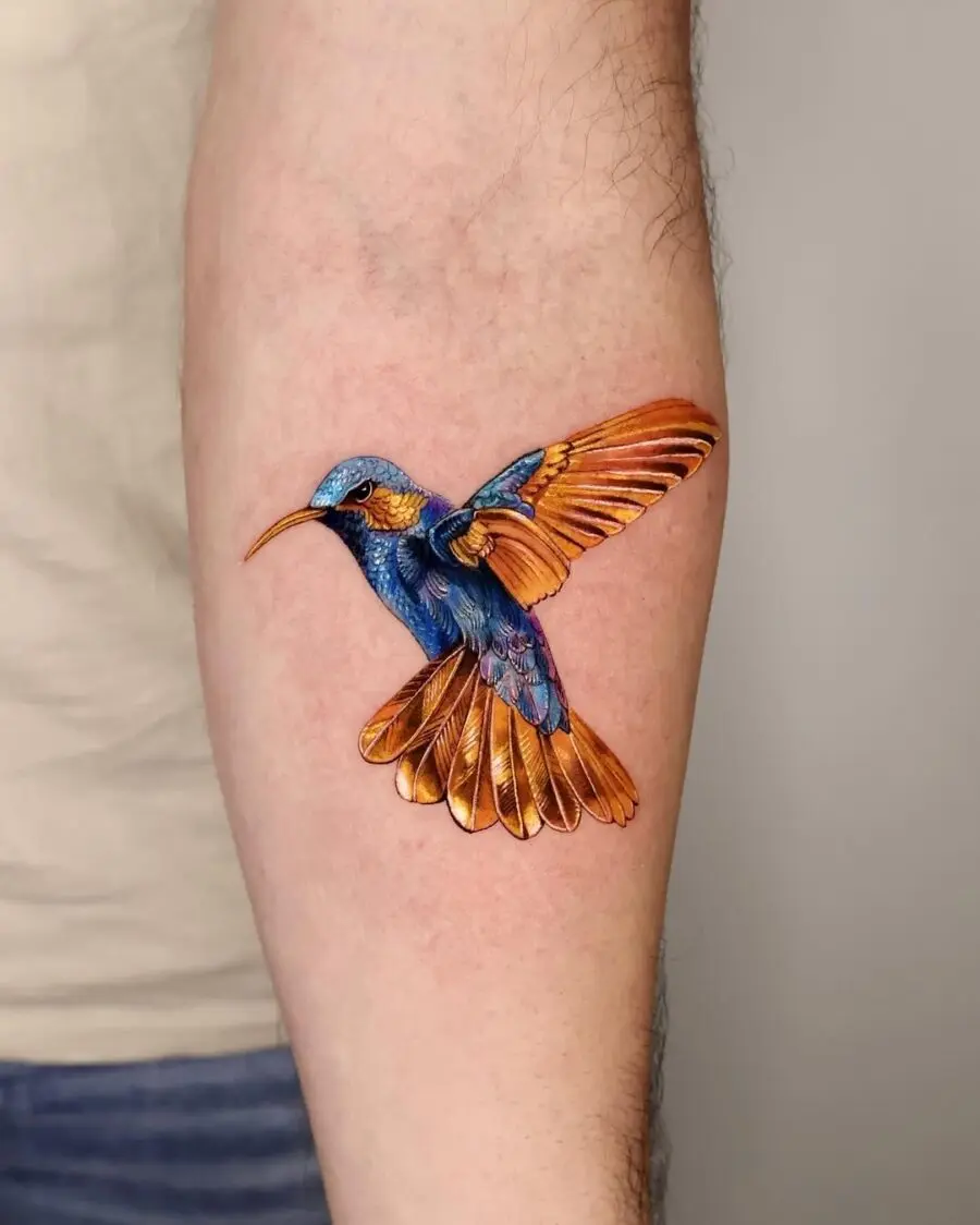 Stunning vibrant hummingbird tattoos on skin