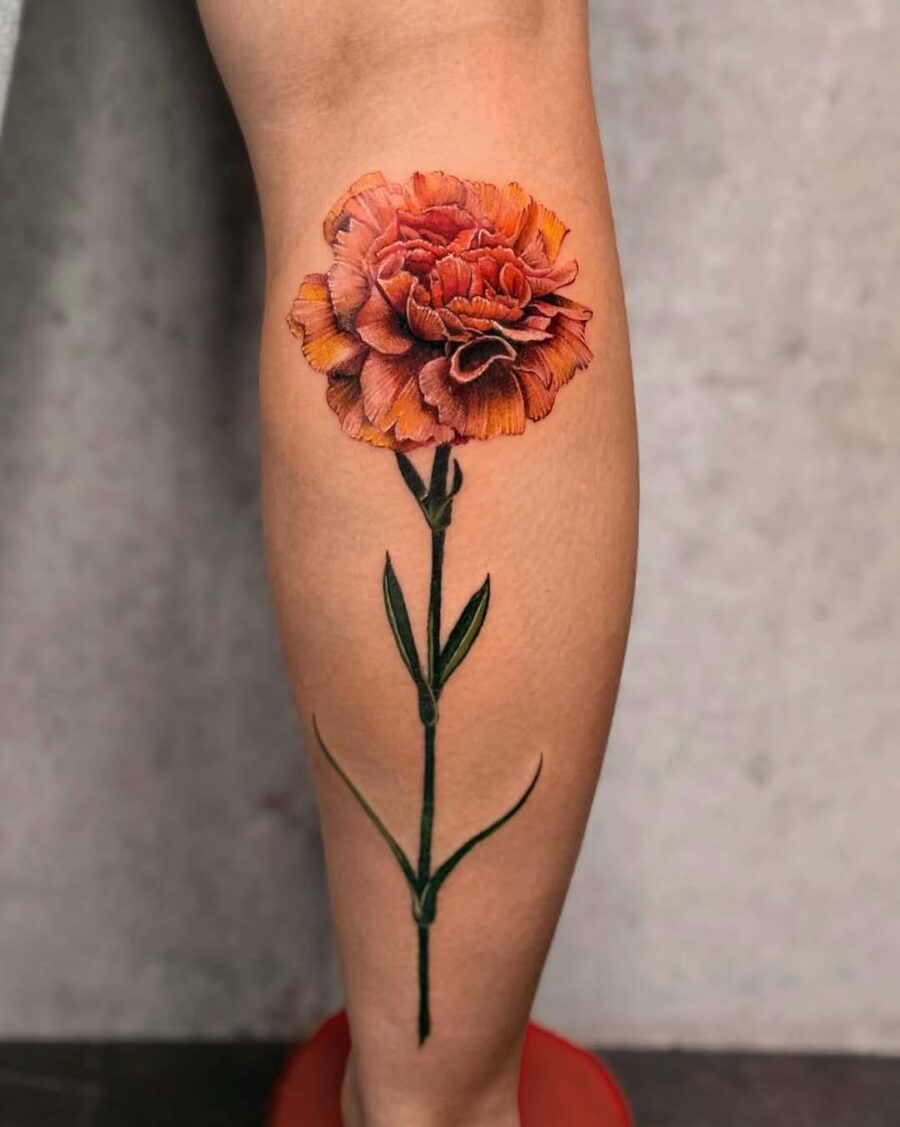Vibrant Realistic Carnation Art on Skin