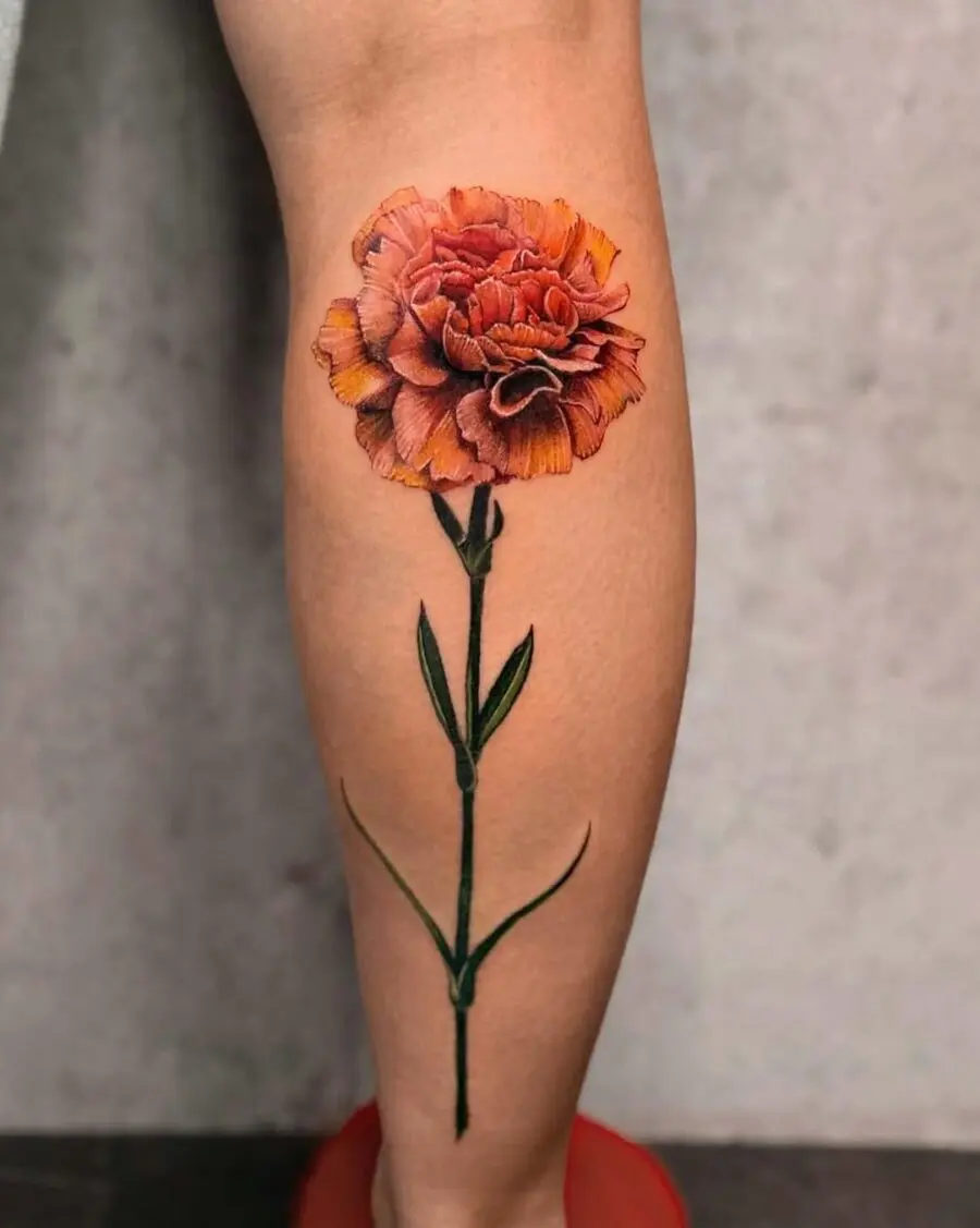 Vibrant Realistic Carnation Art on Skin