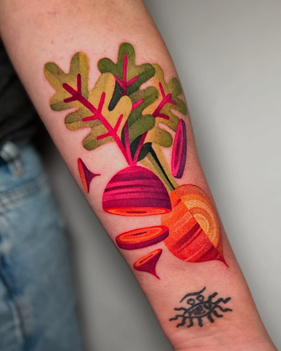 Colorful veggies come to life on skin
