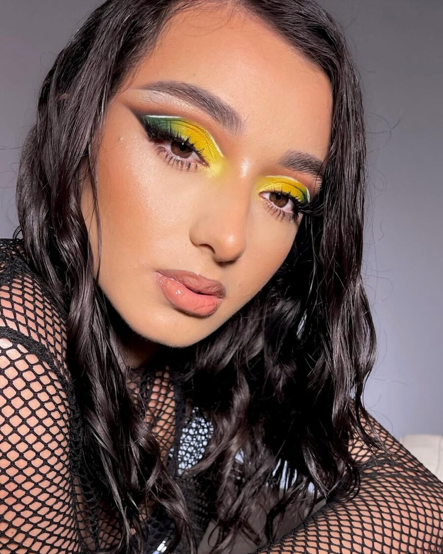 Bold yellow-green eye makeup for vibrant looks