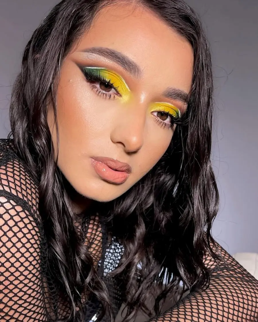 Bold yellow-green eye makeup for vibrant looks