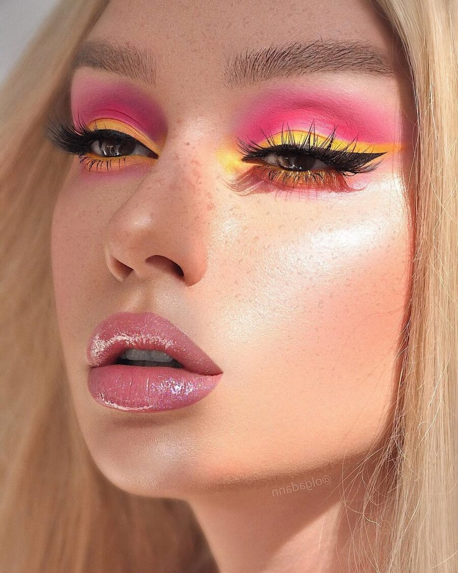 Bold Yellow and Pink Makeup Look
