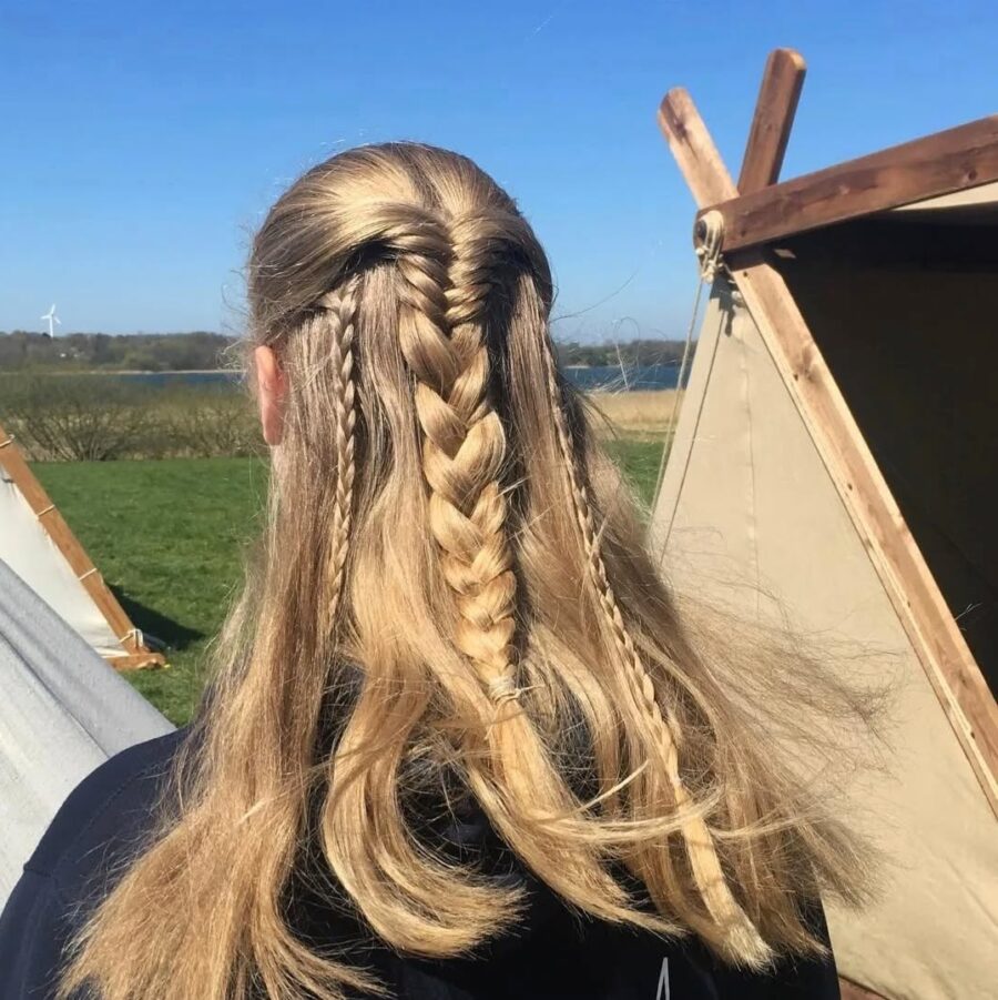 Intricate Viking-inspired braided hairstyle