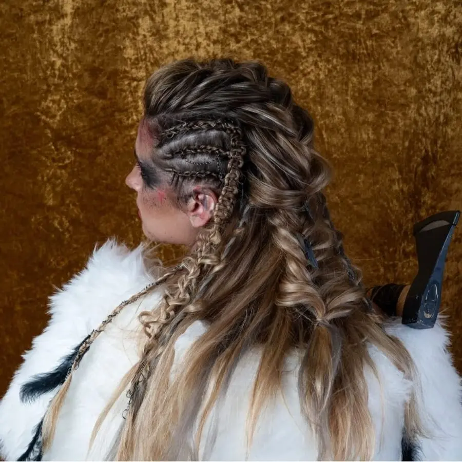 Intricate Viking-inspired braided hairstyle for women