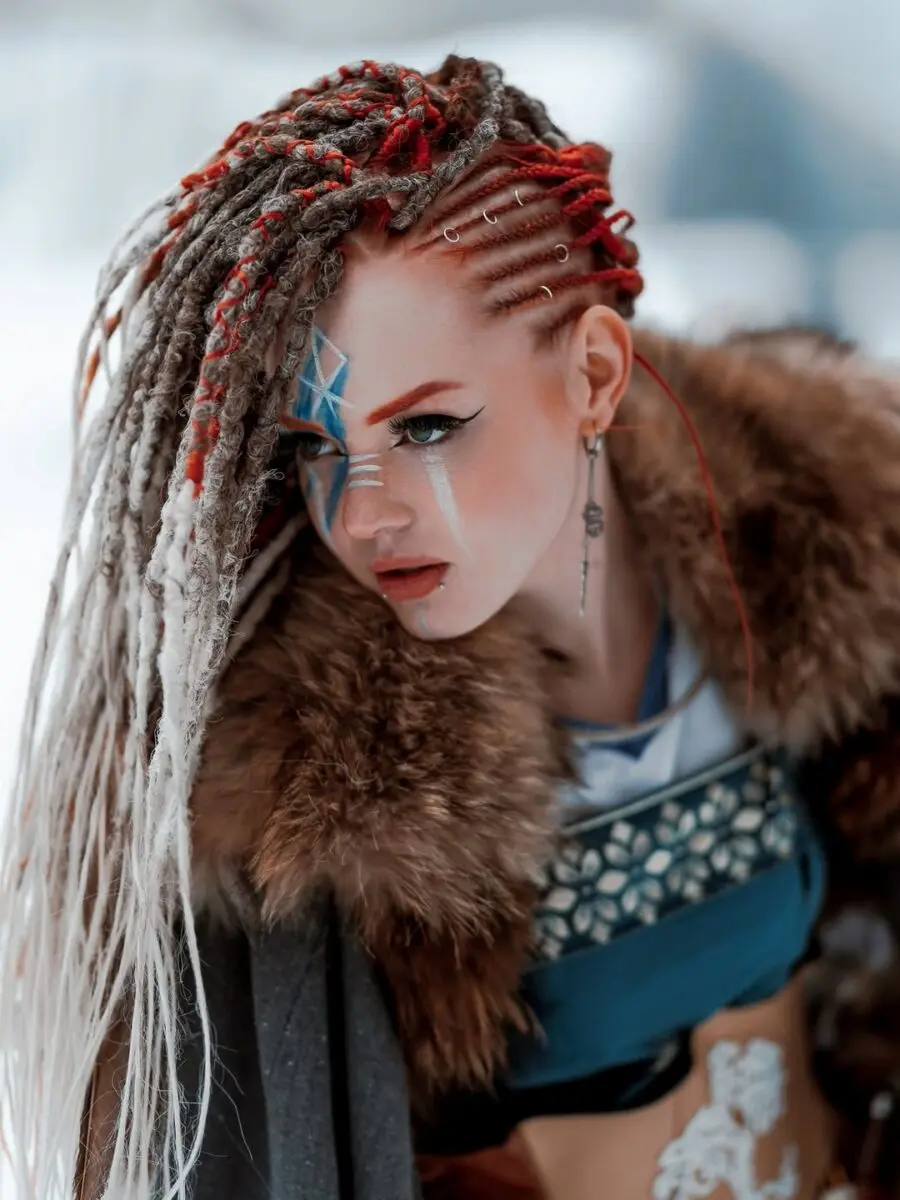Intricate Braided Viking Hairstyle with Dreadlocks