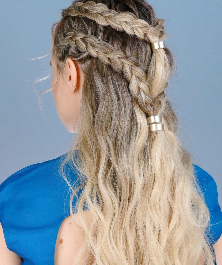 Braided Viking Hairstyle with Waves