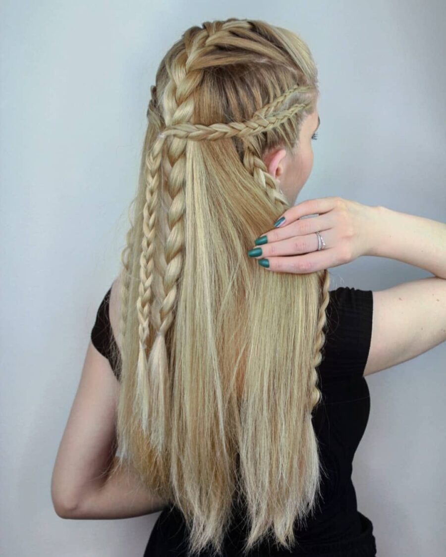 Intricate braided Viking-inspired hairstyle for women