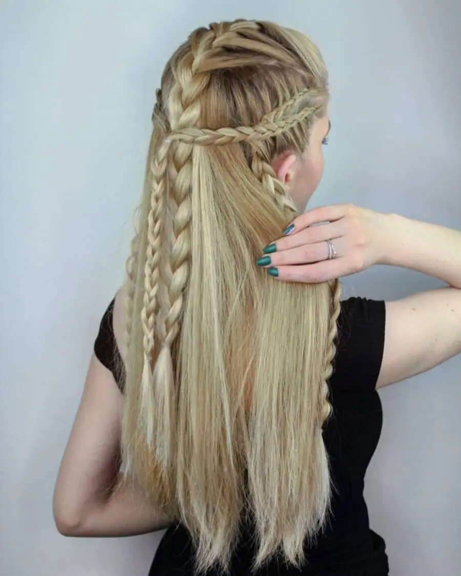 Intricate braided Viking-inspired hairstyle for women