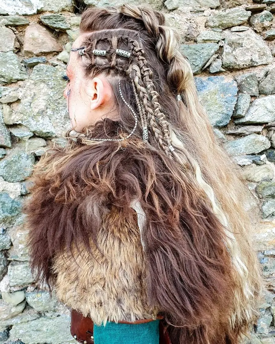 Intricate Viking-inspired braided hairstyle