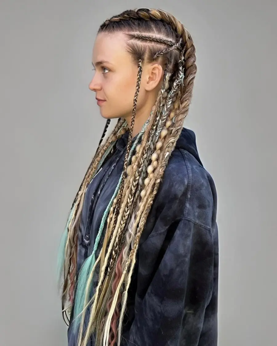Intricate braided Viking-inspired hairstyle for modern flair