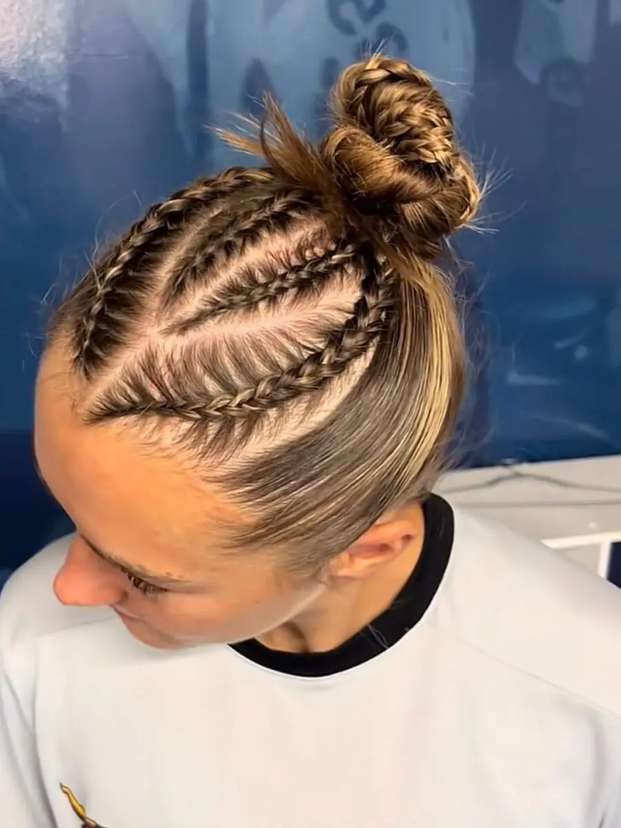 Chic Braided Bun for Volleyball Players