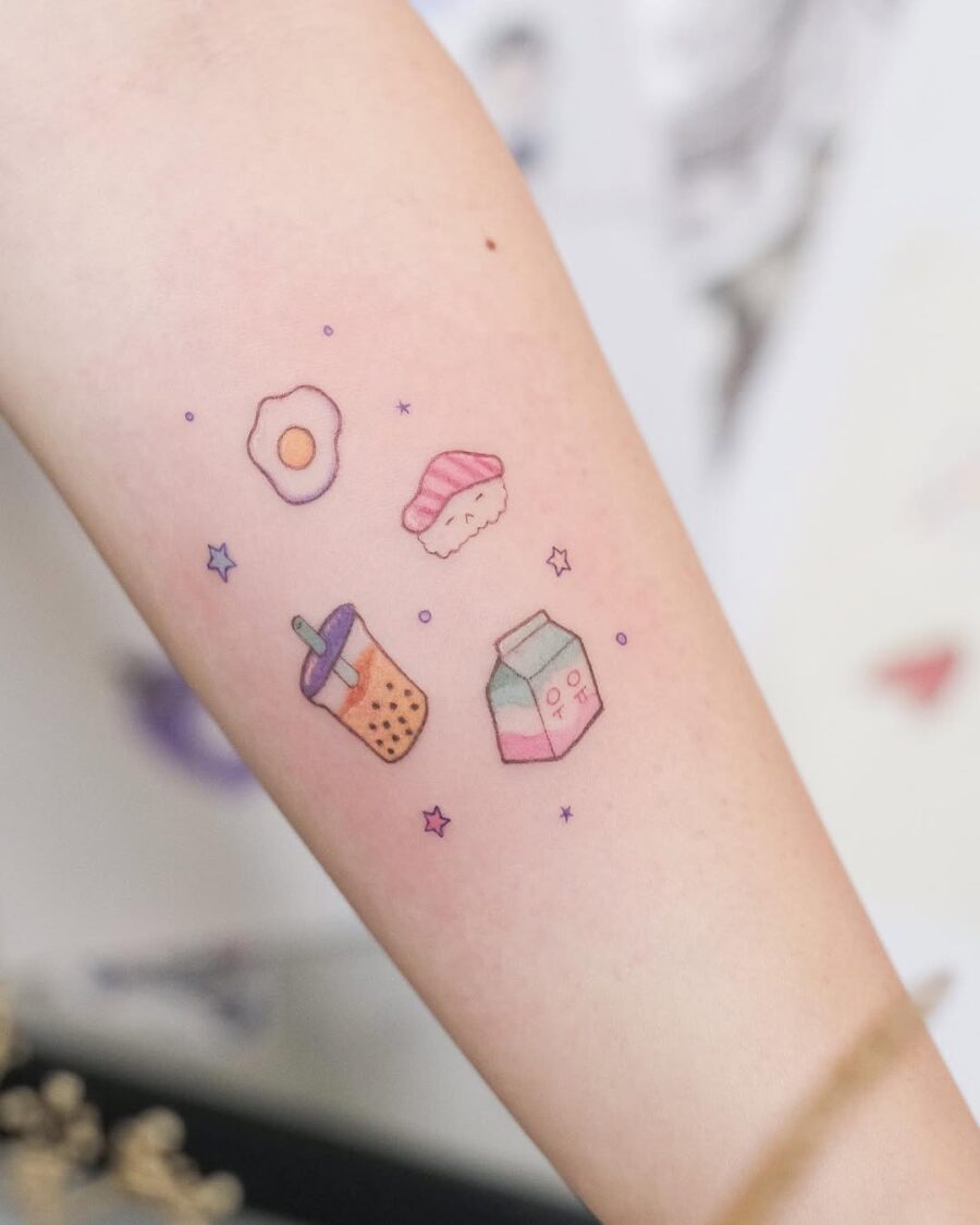 Charming egg and food-inspired tattoos collection