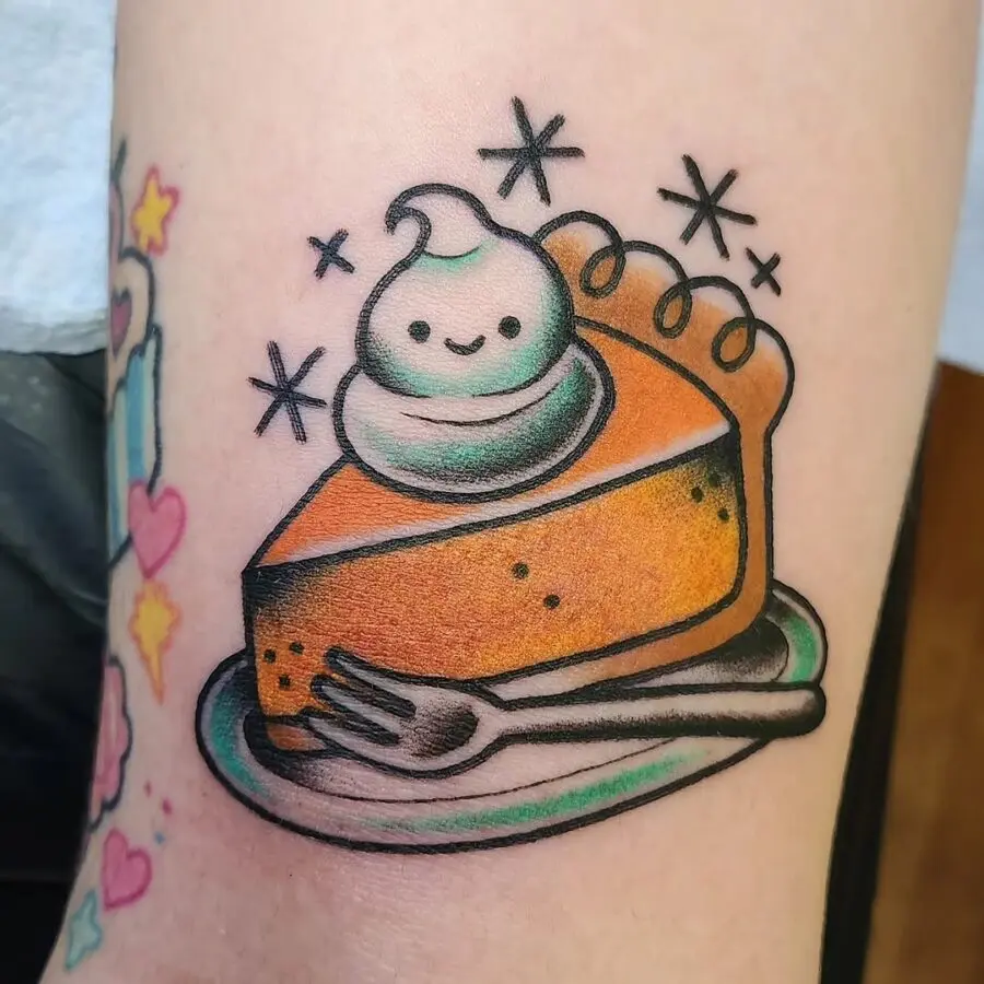 Deliciously whimsical pie tattoo design