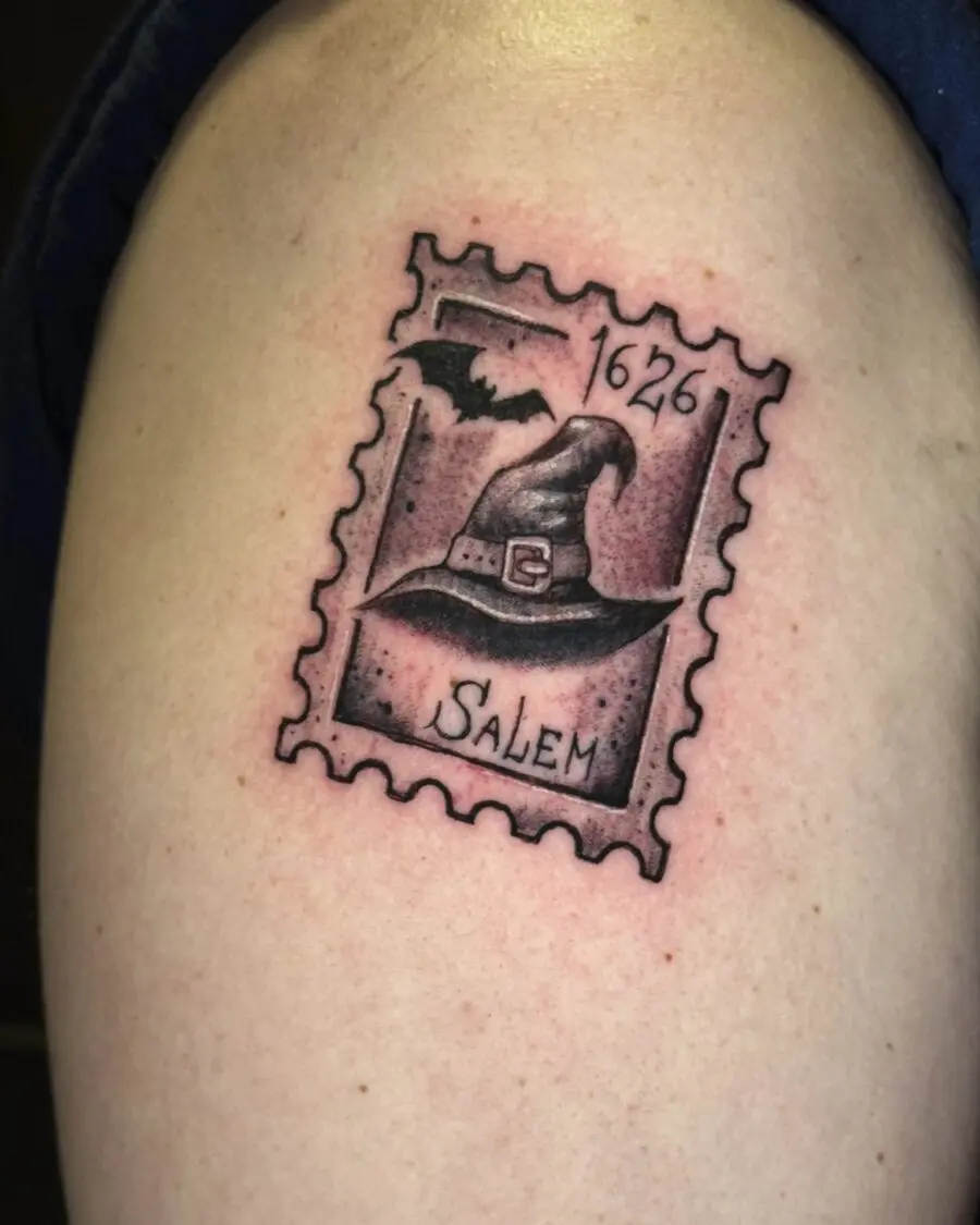 Witch hat tattoo inspired by Salem lore