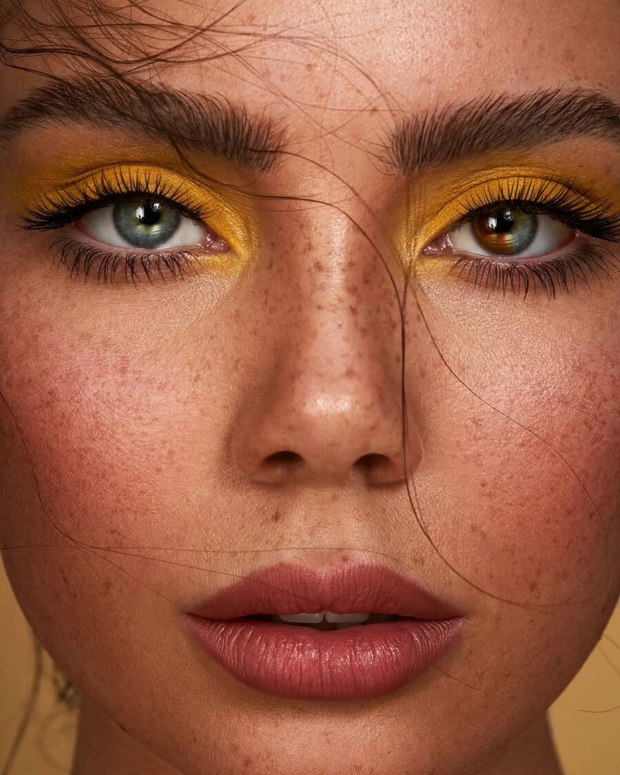 Vibrant yellow eyeshadow for a bold look