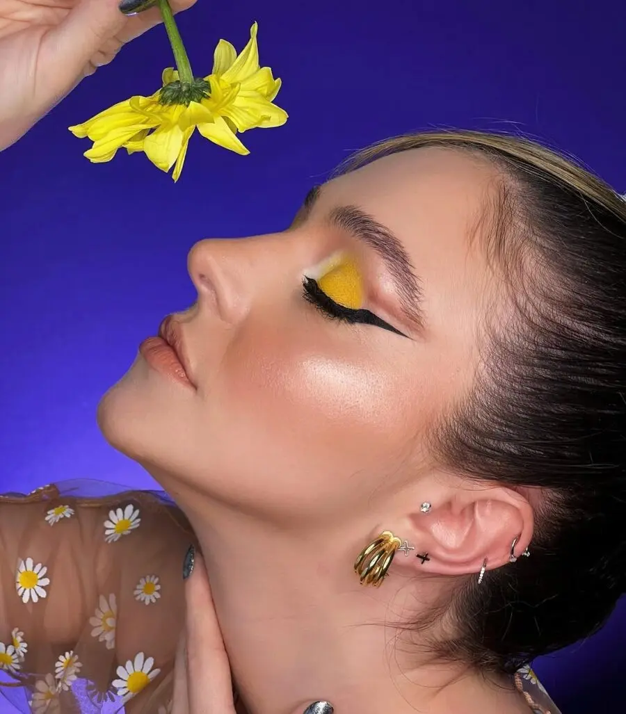 Bold yellow eyeshadow for a vibrant look