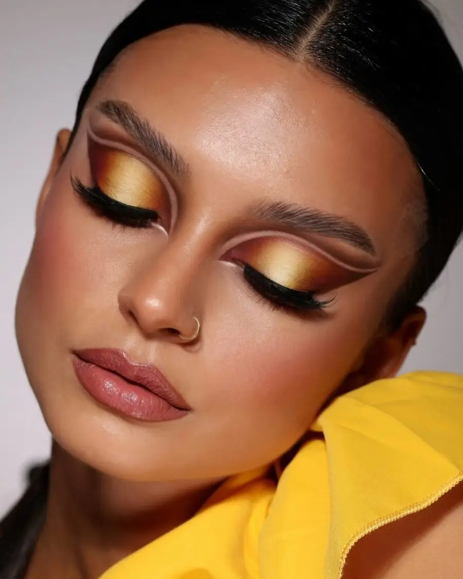 Bold yellow and orange gradient eye makeup