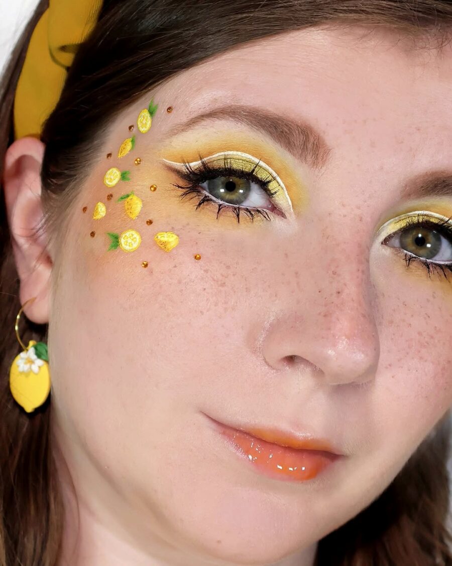 Bright yellow makeup with citrus inspiration