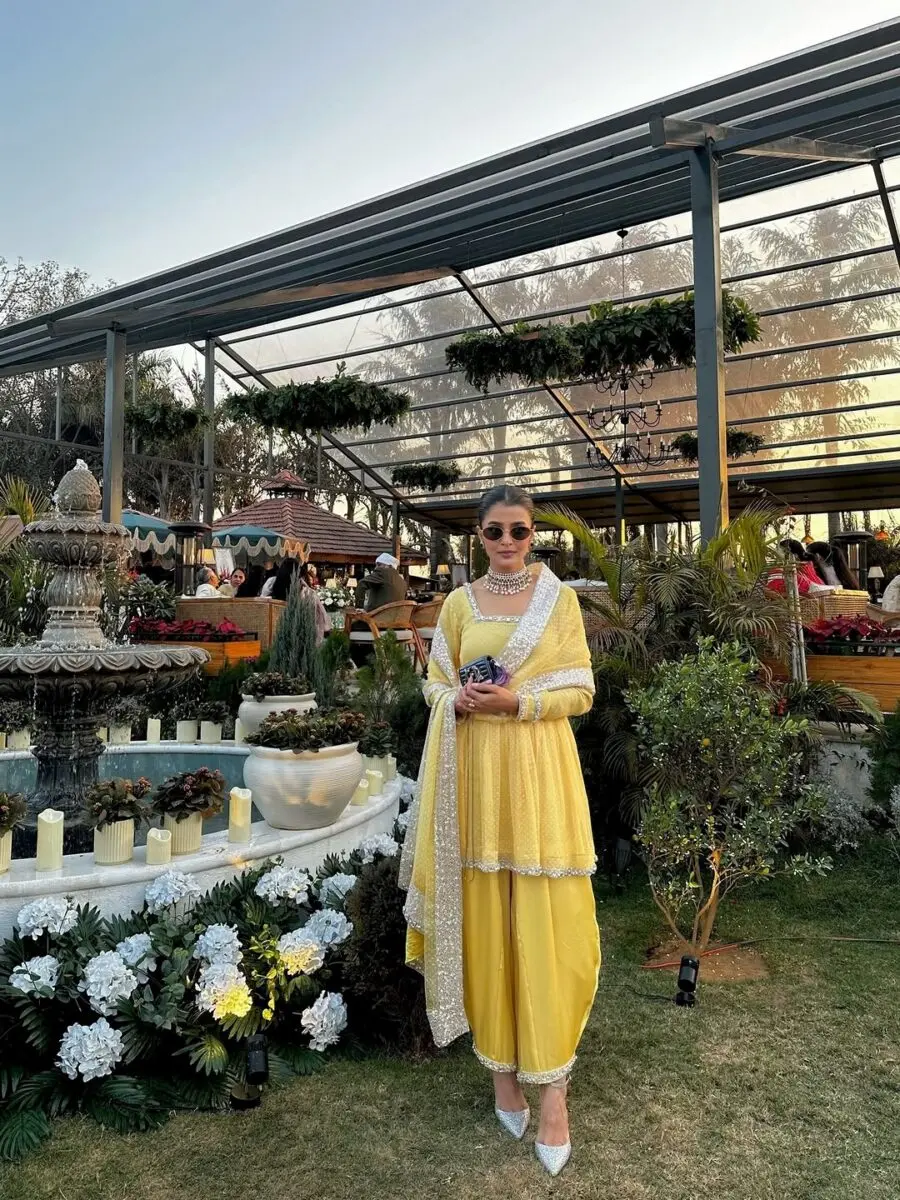 Chic yellow ensemble perfect for summer weddings