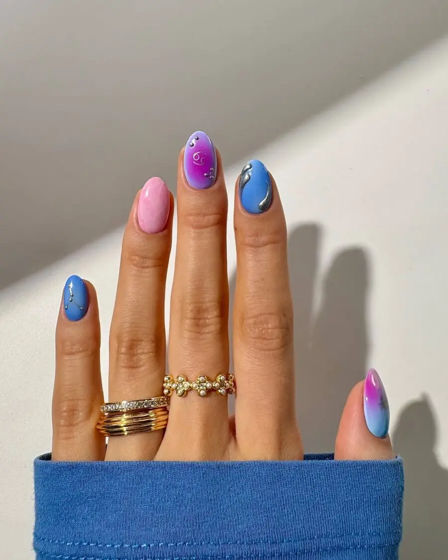 Astrological Inspiration on Vibrant Nail Art