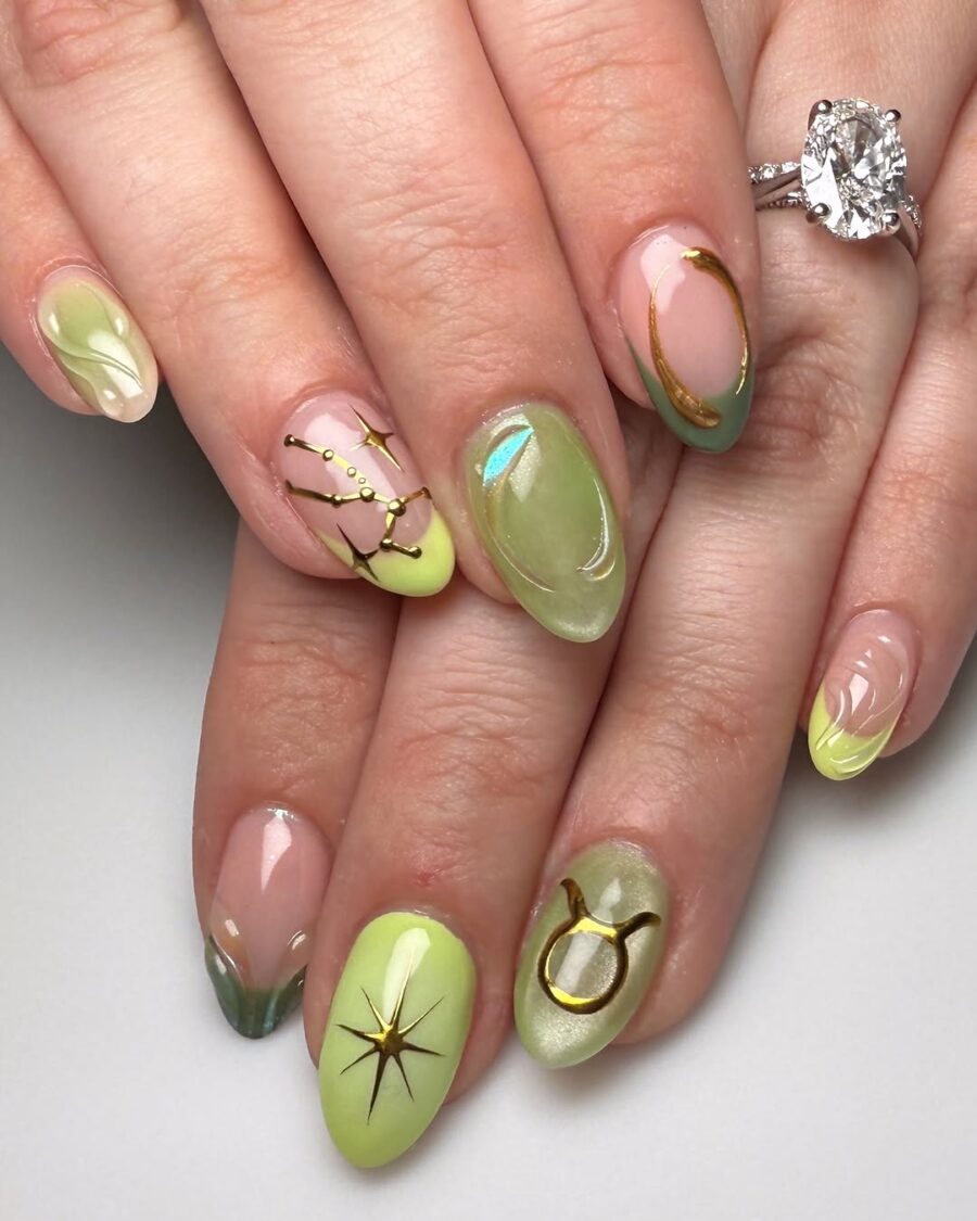 Chic Zodiac Nail Art for Taurus Vibes