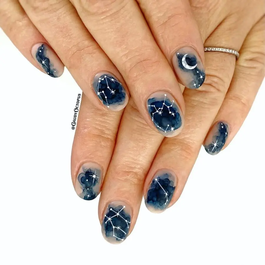 Celestial-inspired zodiac-themed nail art
