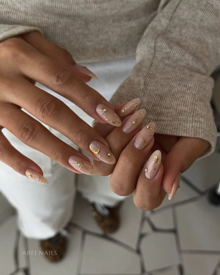 Glimmering Zodiac-Inspired Nail Art