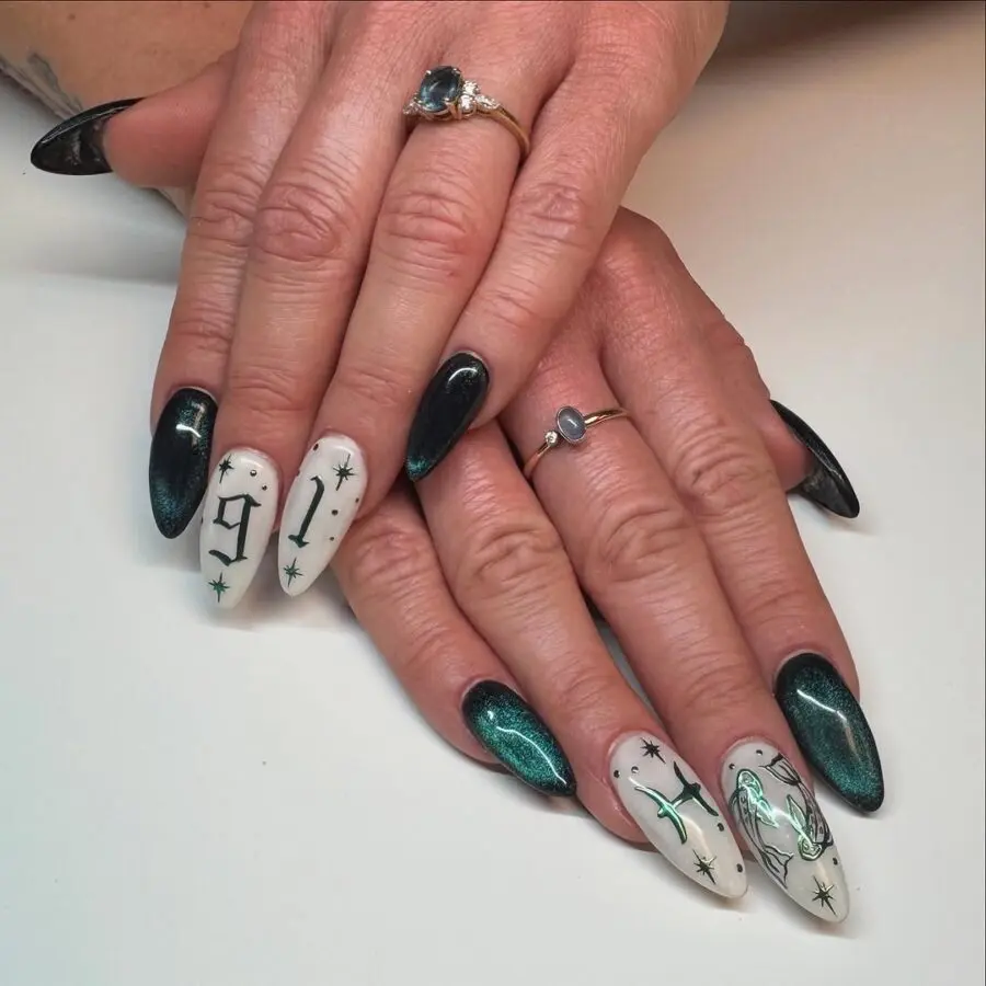 Glamorous Zodiac-Inspired Starry Nail Art