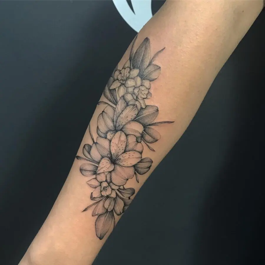 Elegant alstroemeria tattoo in stunning detail
