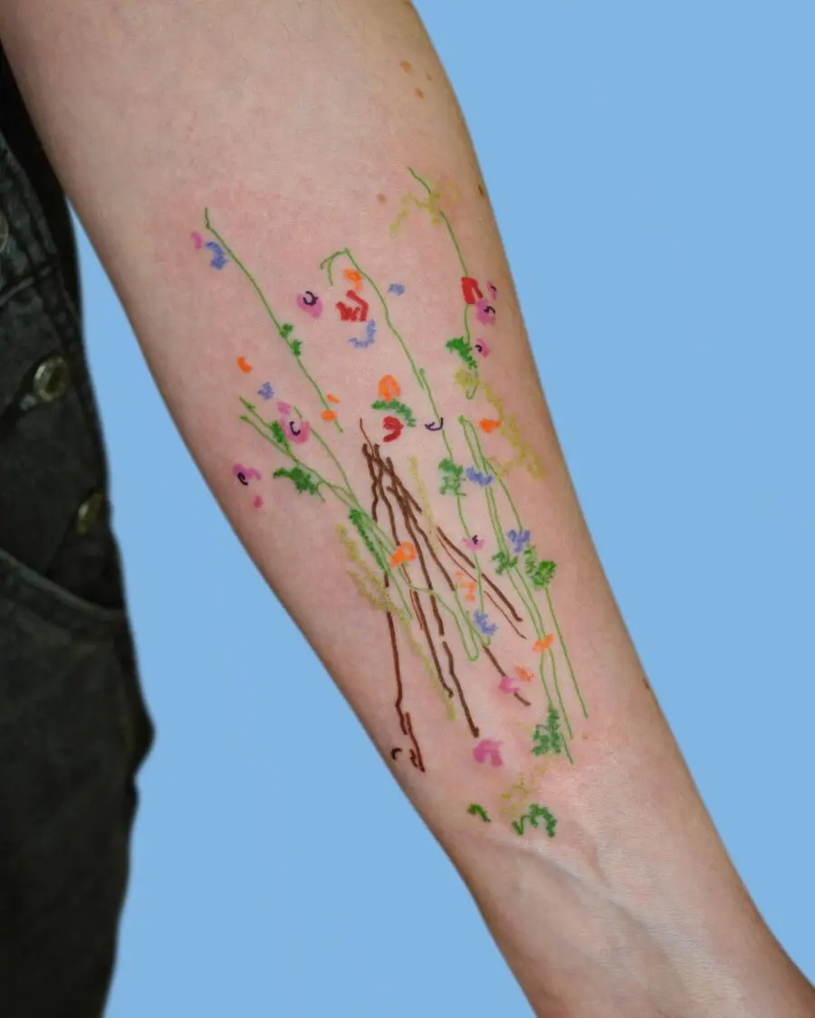 Vibrant alstroemeria tattoo showcasing floral beauty