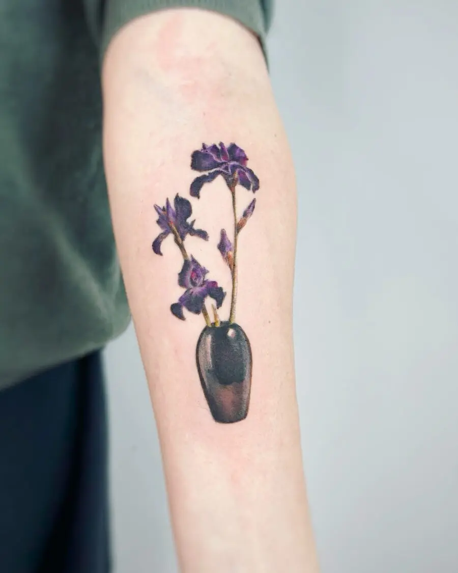 Stunning alstroemeria tattoo in a vase