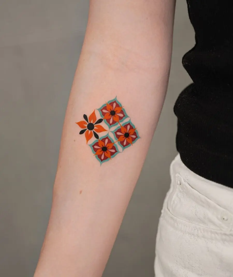 Vibrant alstroemeria tattoo showcasing bold colors