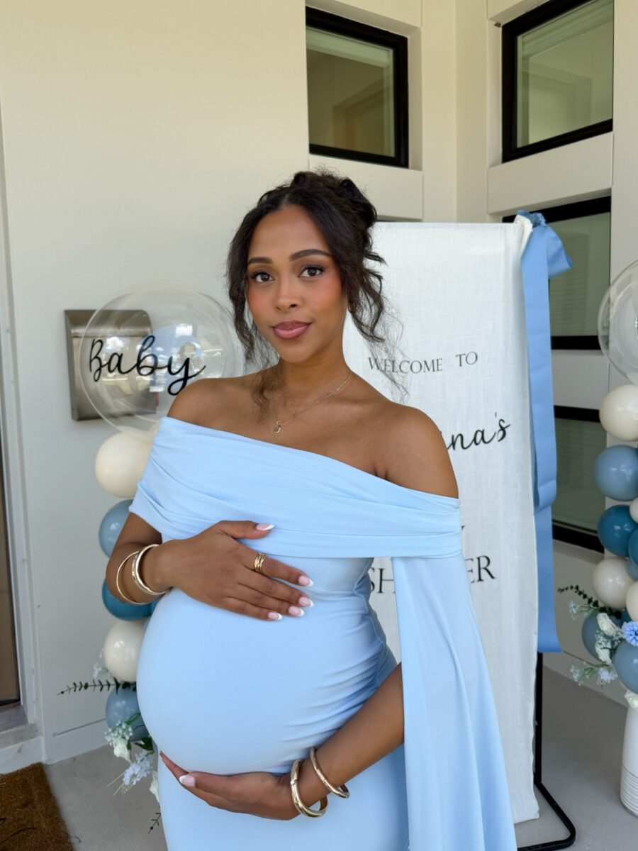 Elegant Blue Maternity Dress for Baby Showers