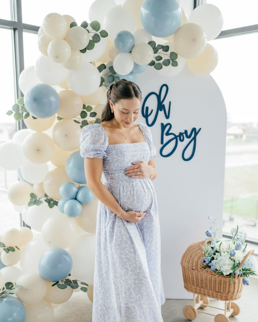 Charming Blue Maternity Dress for Baby Showers