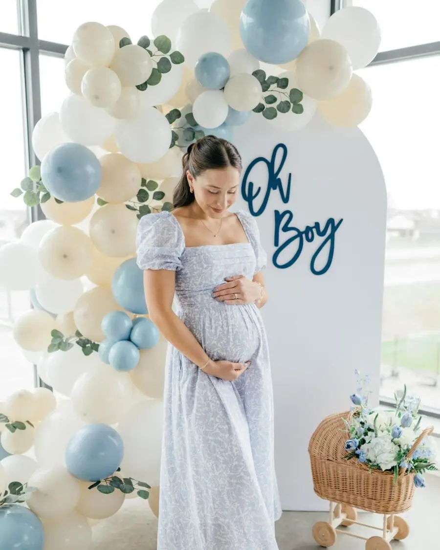 Charming Blue Maternity Dress for Baby Showers