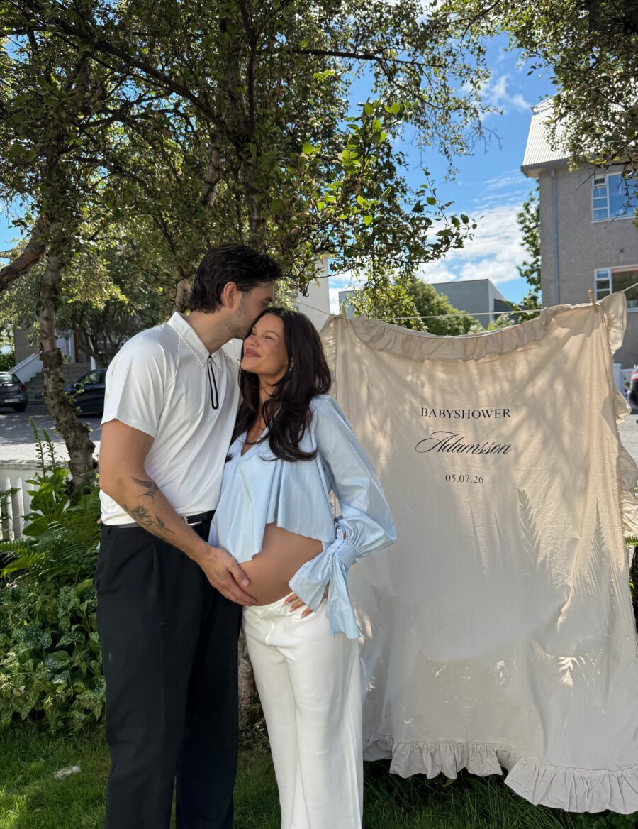 Stylish Couple Celebrating Baby Shower Bliss