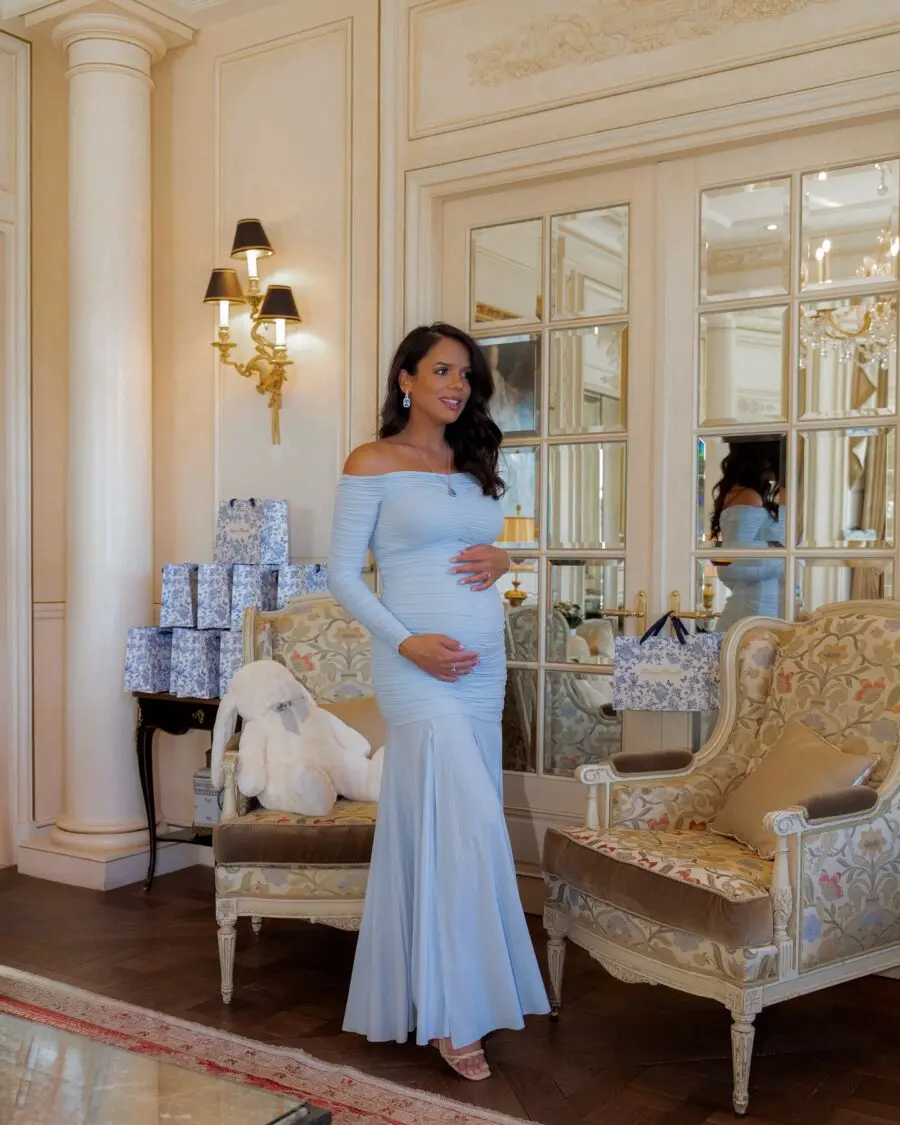 Elegant Light Blue Dress Perfect for Baby Showers