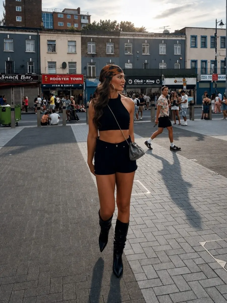 Chic black outfit for a concert vibe