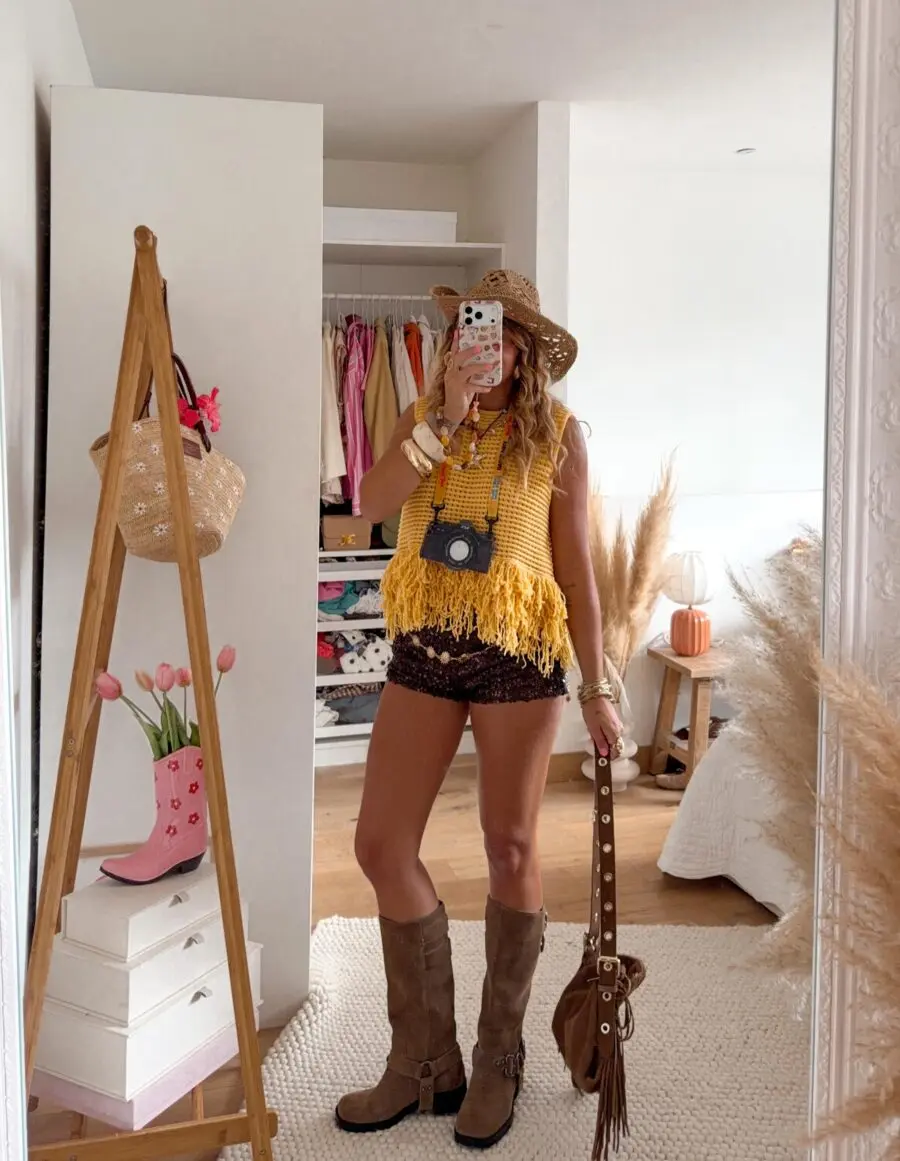 Vibrant Yellow Fringe Outfit Perfect for Concerts