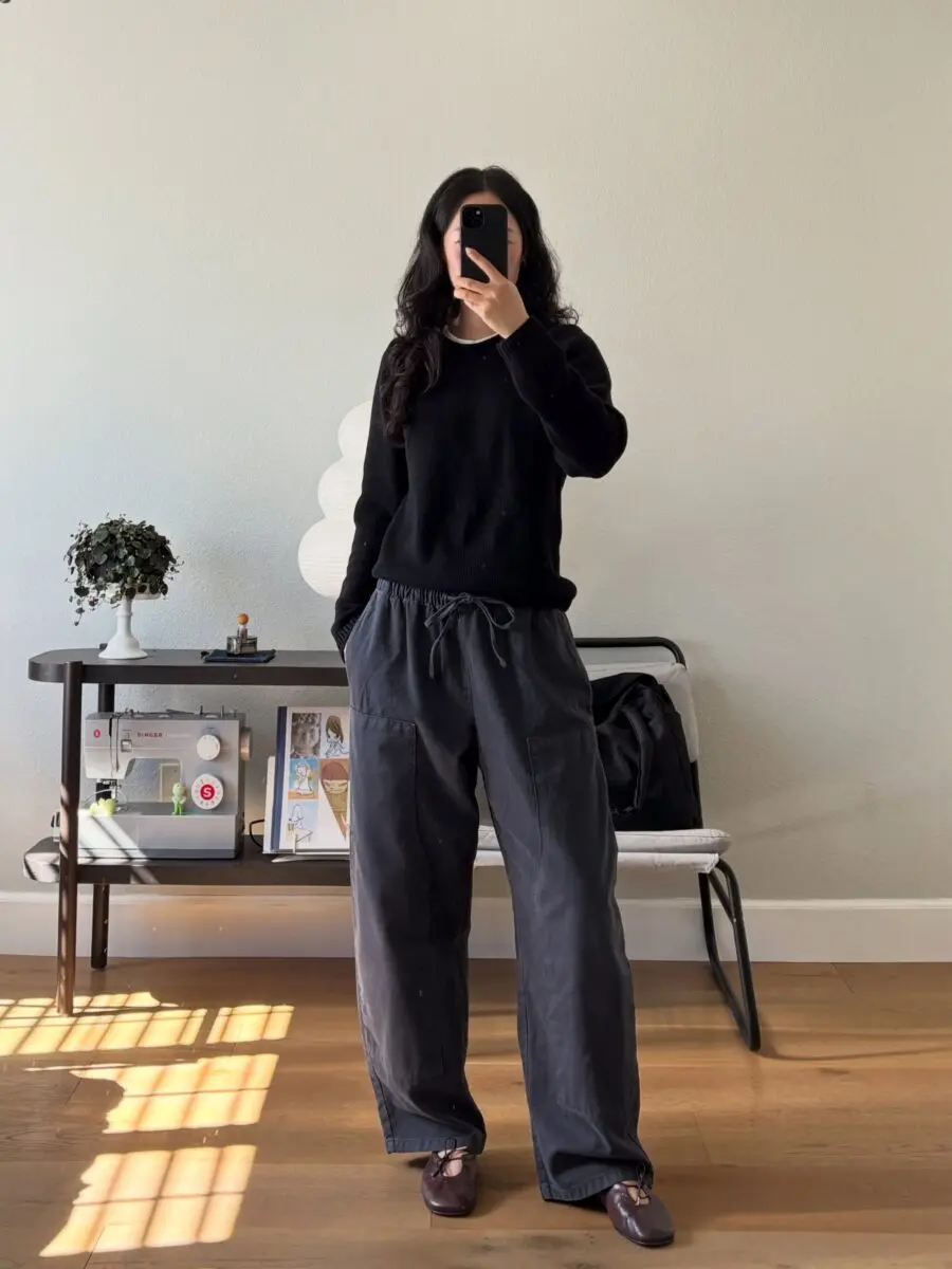 Comfortable chic with ballet flats and layers
