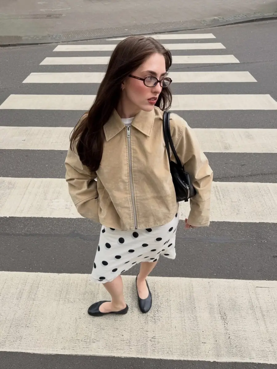 Chic Ballet Flats with Polka Dot Dress
