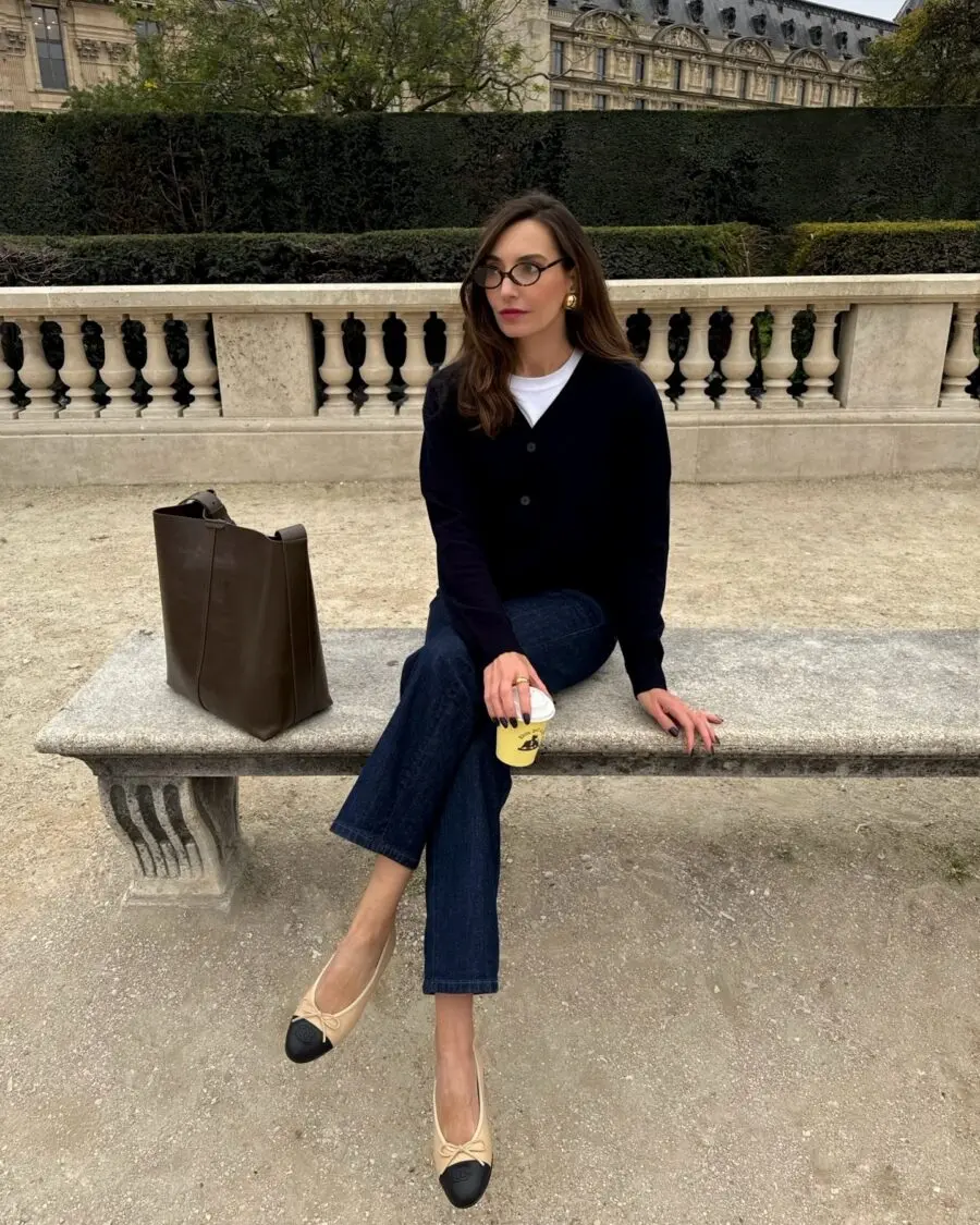 Effortlessly chic look with ballet flats