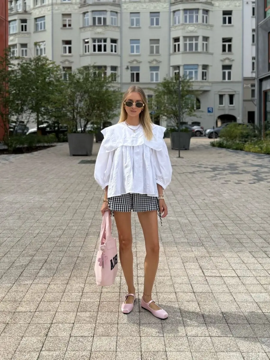 Chic Summer Look with Ballet Flats and Shorts