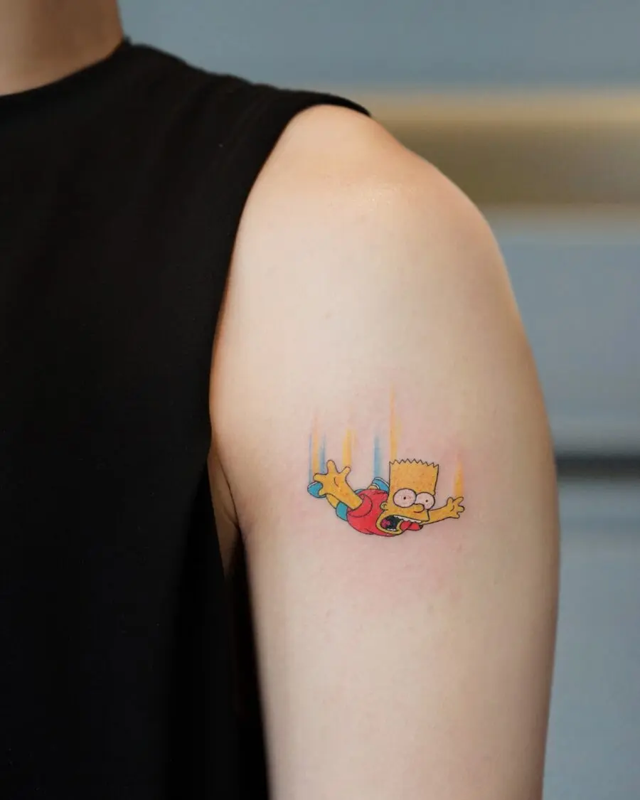 Whimsical Bart Simpson Tattoo in Motion