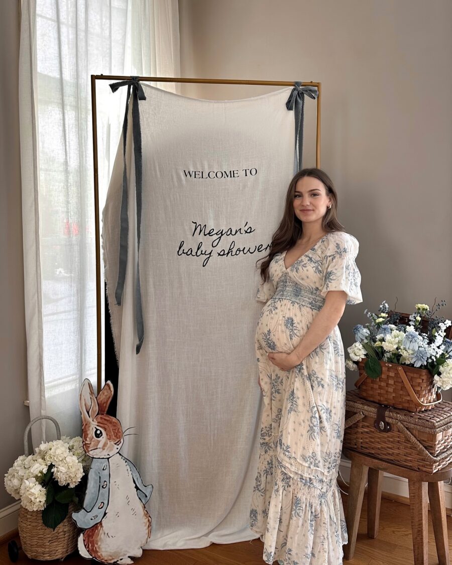 Charming floral maternity dress for baby showers