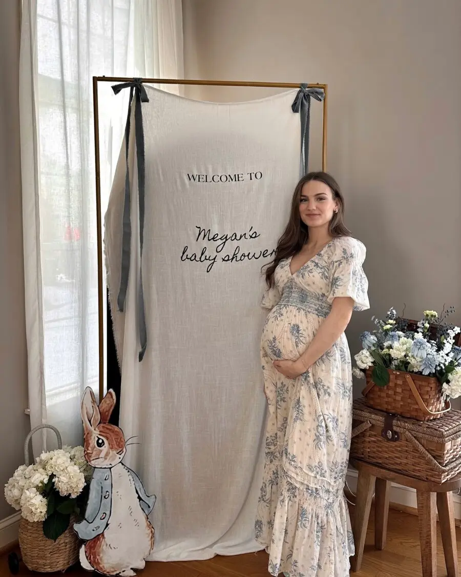 Charming floral maternity dress for baby showers