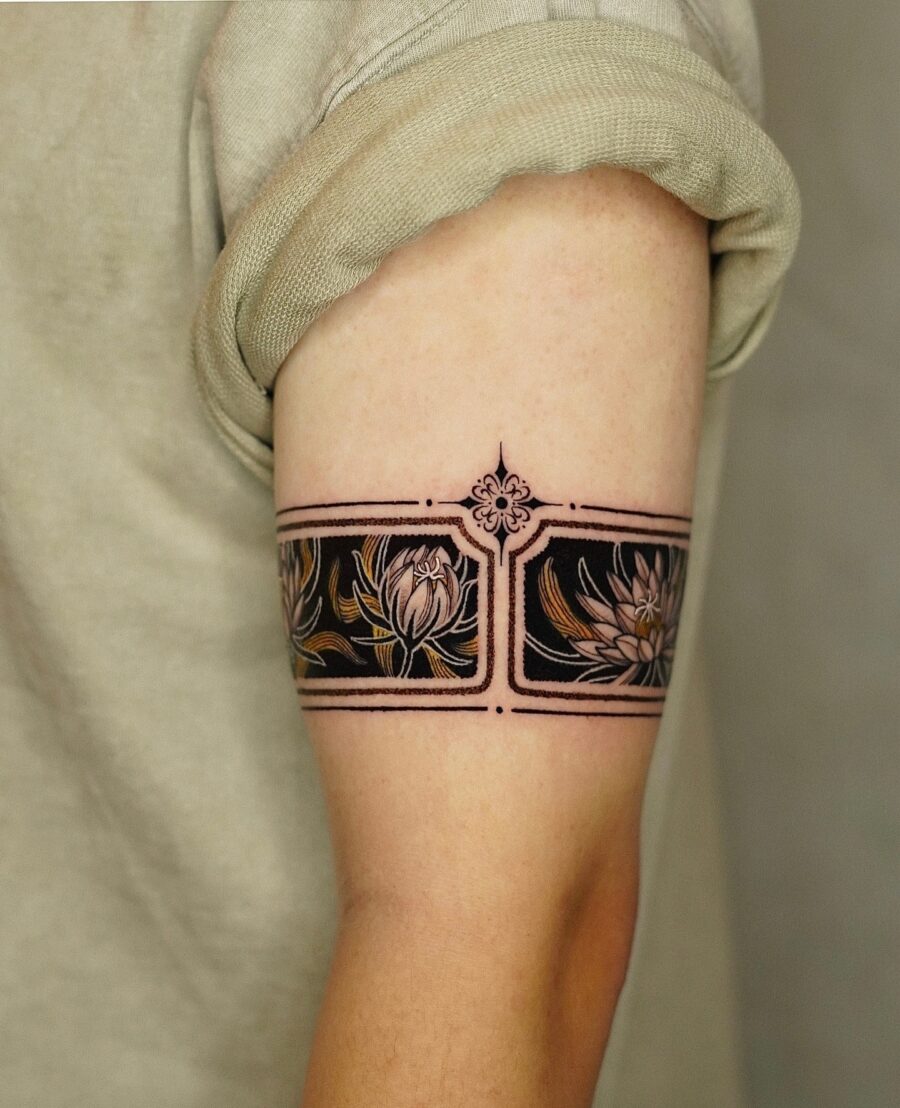 Elegant floral design accentuates the bicep