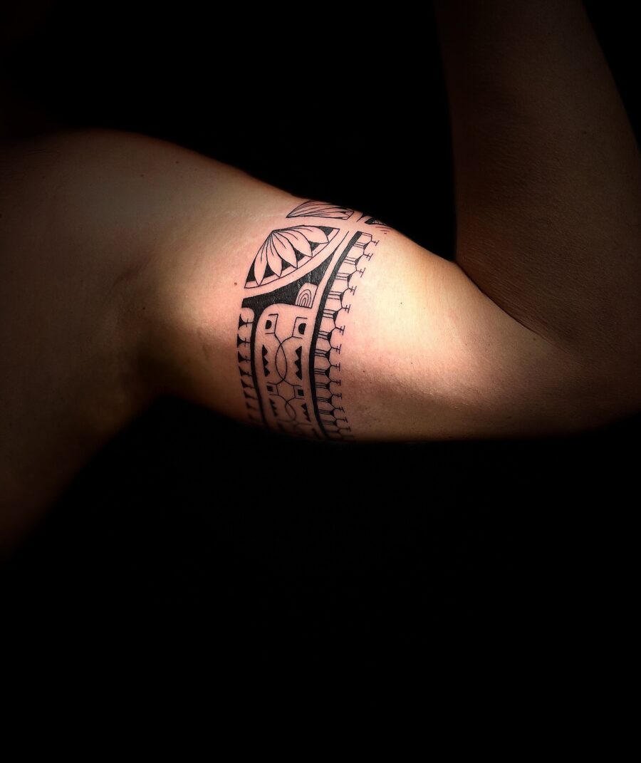 Intricate tribal design adorns bicep