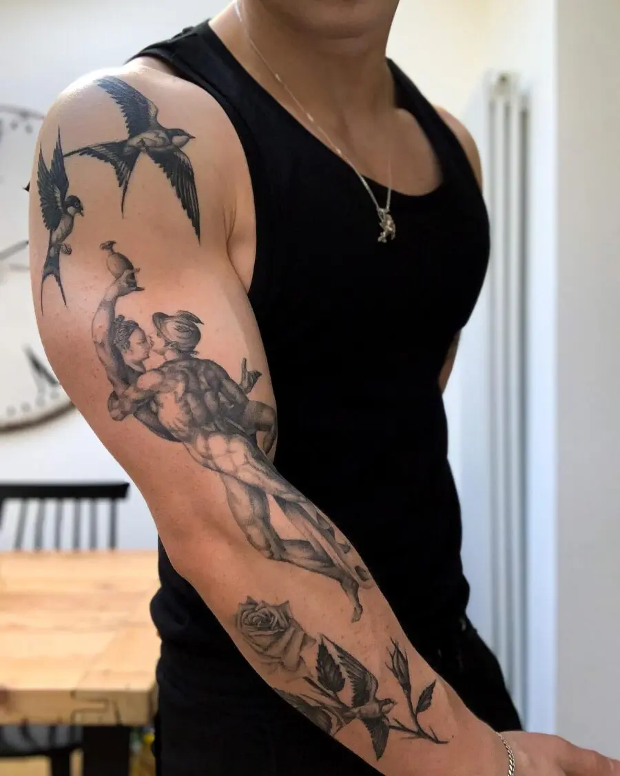 Elegant silhouette tattoos showcasing love and beauty